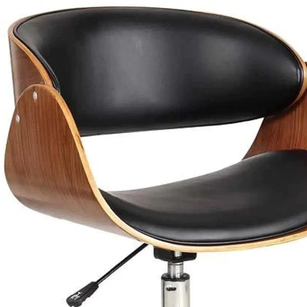 Brown Black and Silver Adjustable Height Swivel Rolling Office Chair - NOBLE HOME INTERIORS