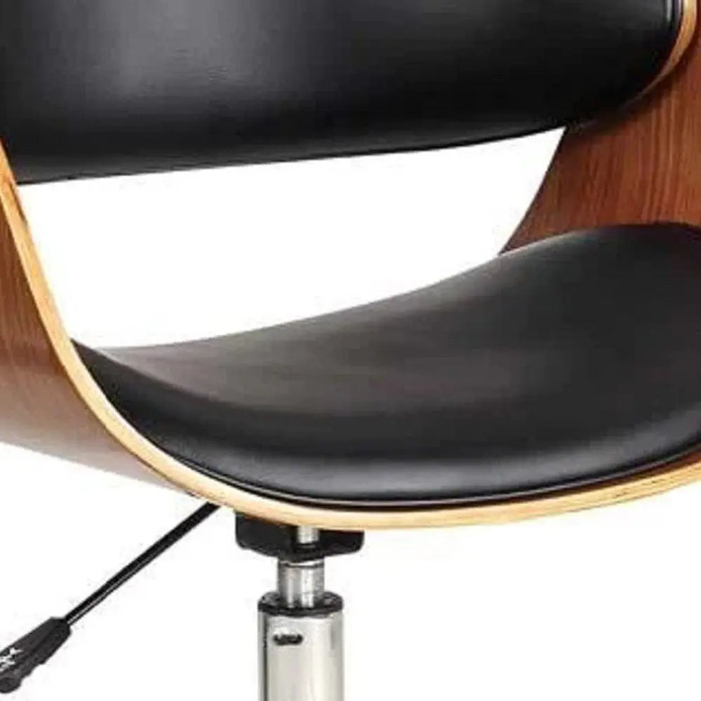 Brown Black and Silver Adjustable Height Swivel Rolling Office Chair - NOBLE HOME INTERIORS