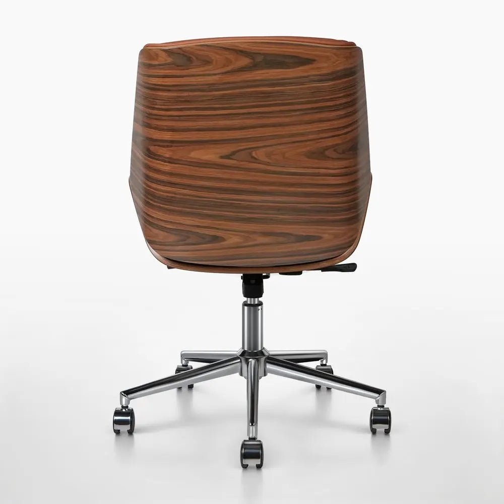 Brown Rosewood and Silver Adjustable Height Swivel Rolling Conference Office Chair HomeRoots
