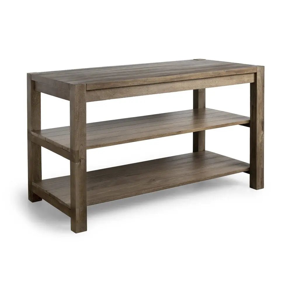 Brown Solid Wood Kitchen Island With Two Tier Smooth Counter Top HomeRoots