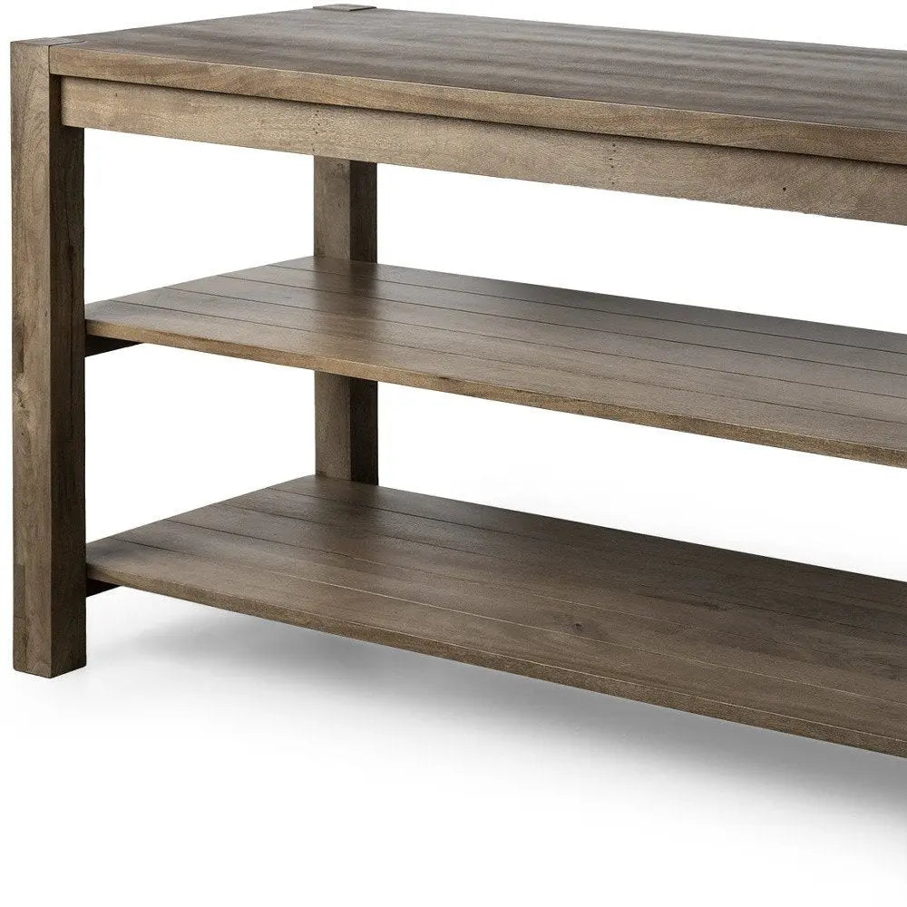 Brown Solid Wood Kitchen Island With Two Tier Smooth Counter Top HomeRoots