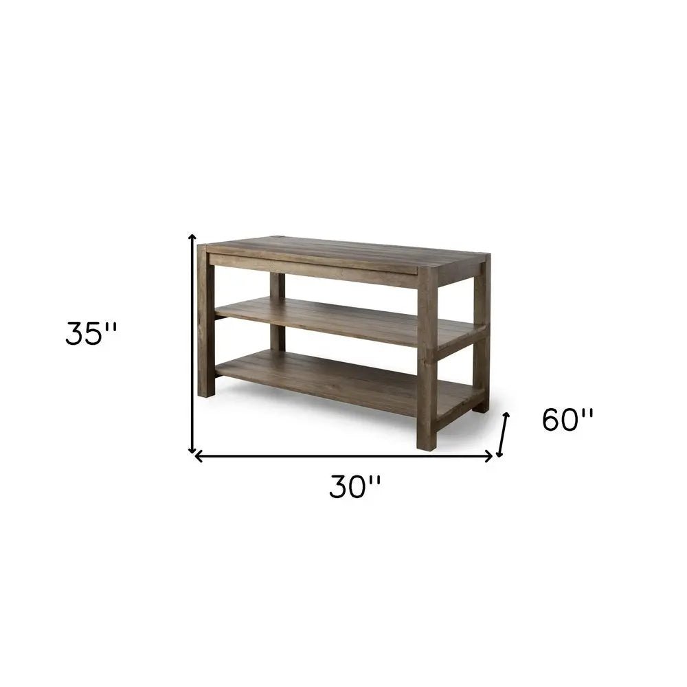 Brown Solid Wood Kitchen Island With Two Tier Smooth Counter Top HomeRoots