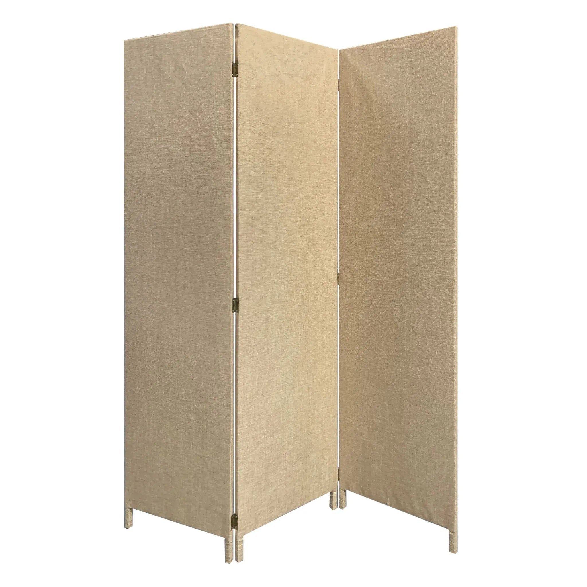 Brown Upholstered 3 Panel Room Divider Screen - NOBLE HOME INTERIORS