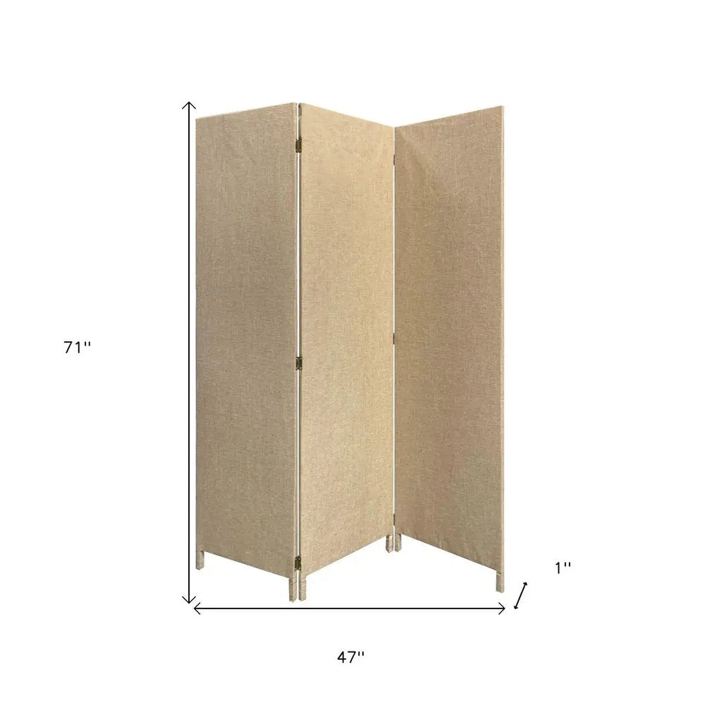 Brown Upholstered 3 Panel Room Divider Screen - NOBLE HOME INTERIORS