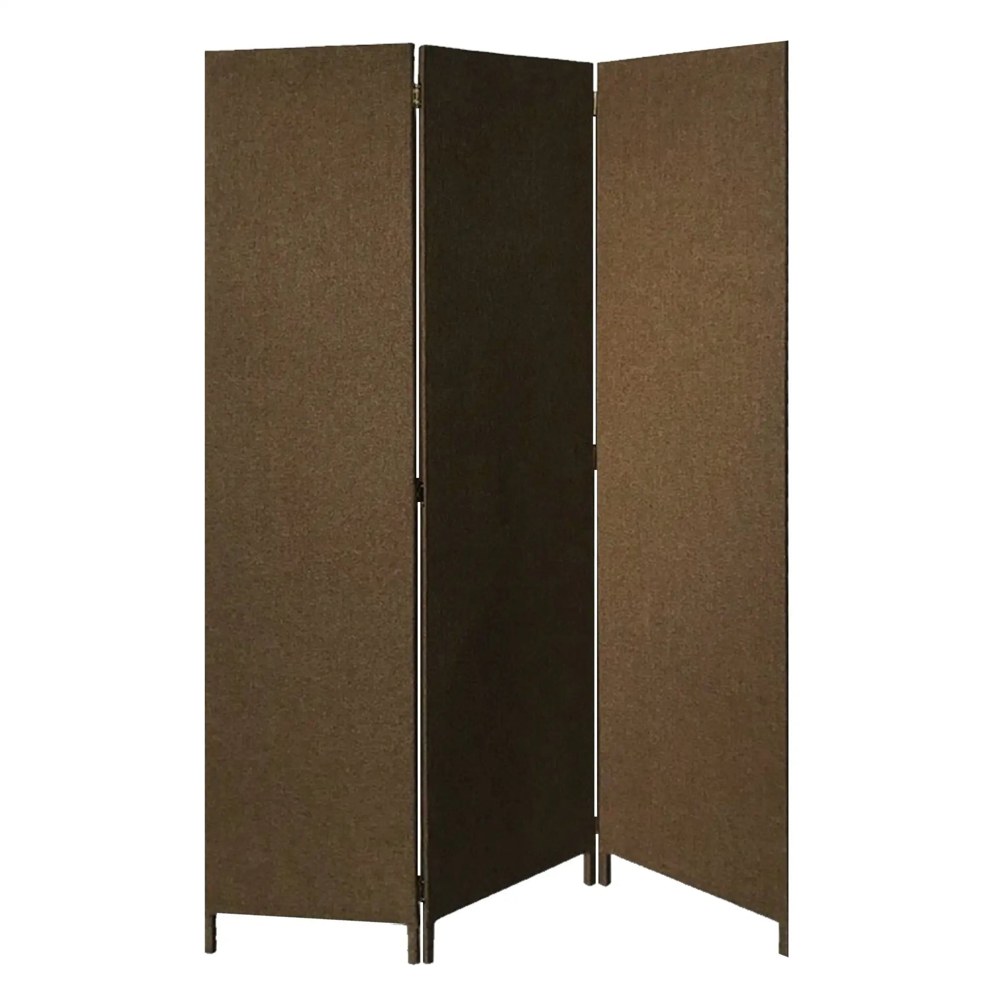Brown Upholstered 3 Panel Room Divider Screen - NOBLE HOME INTERIORS