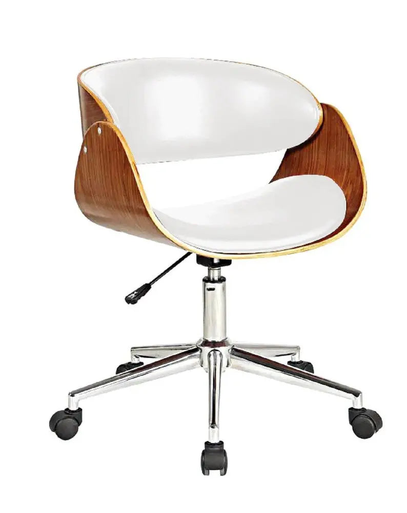 Brown White and Silver Adjustable Height Swivel Rolling Office Chair - NOBLE HOME INTERIORS