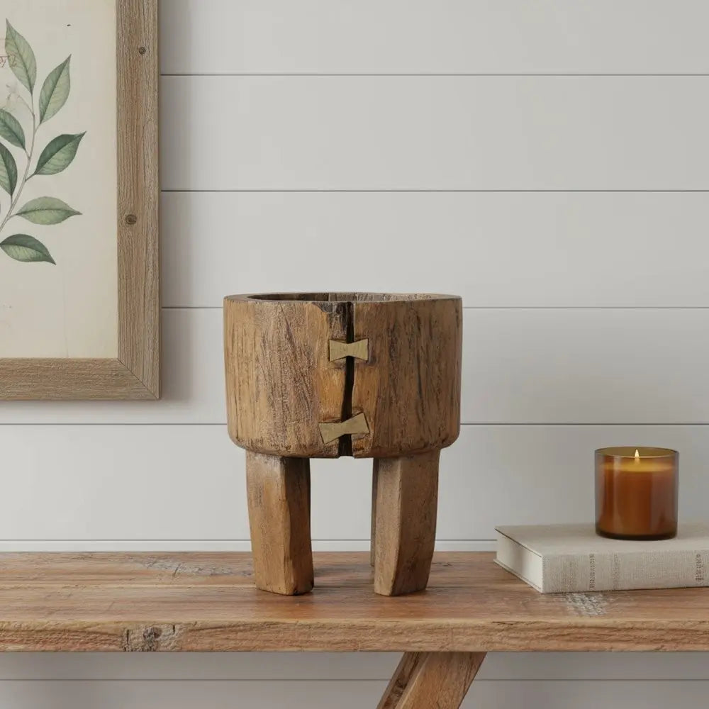 Brown Wood Pot Planter - NOBLE HOME INTERIORS