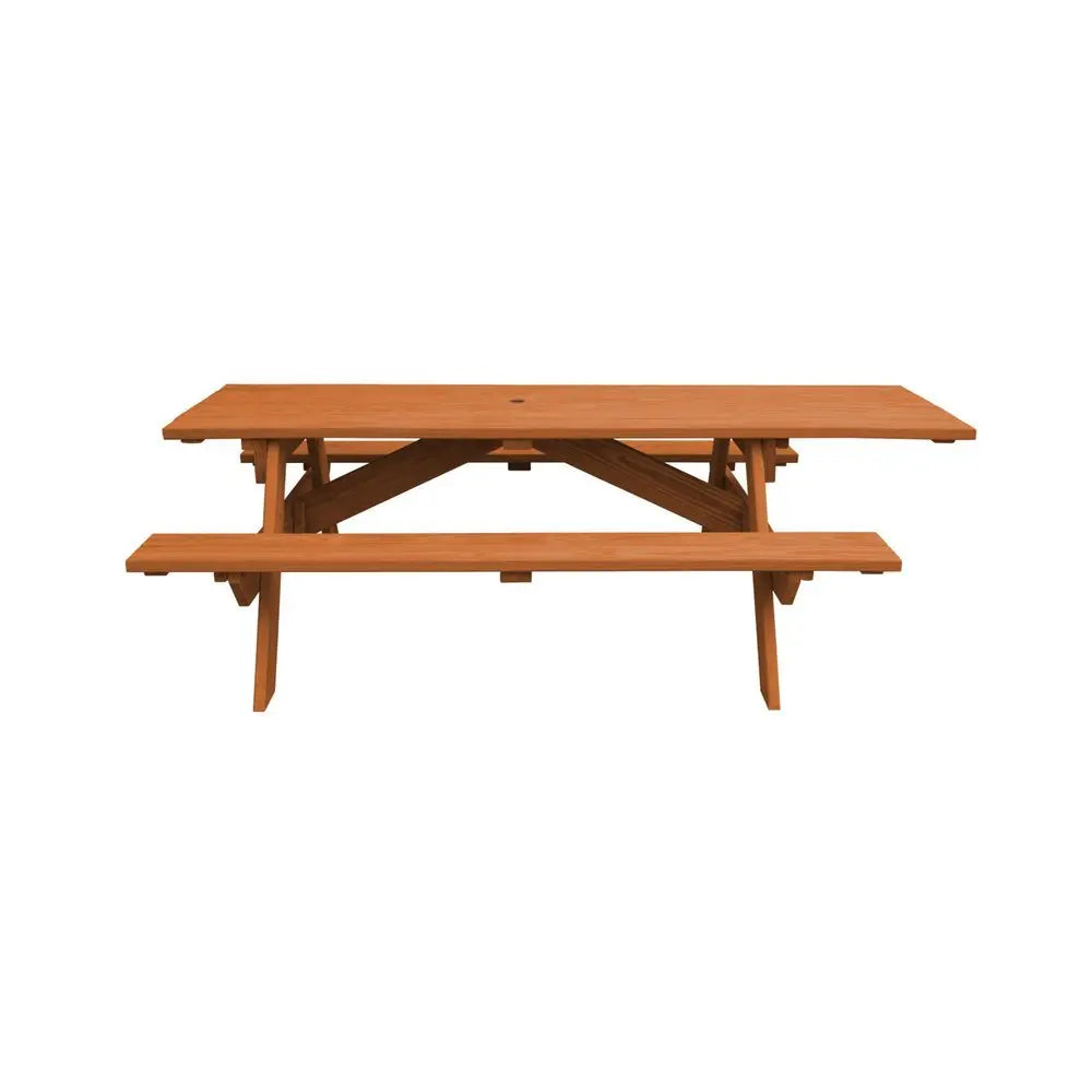 Cedar Chest Solid Wood Outdoor Picnic Table Umbrella Hole - NOBLE HOME INTERIORS