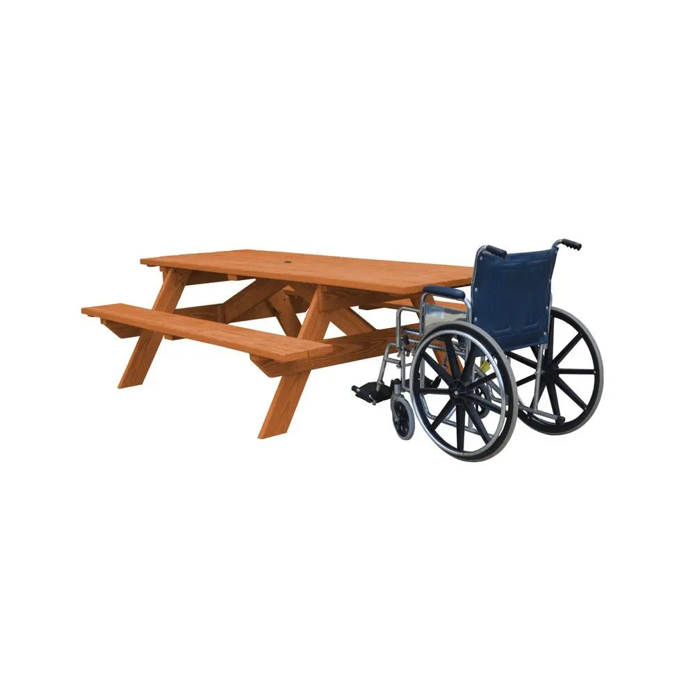 Cedar Chest Solid Wood Outdoor Picnic Table Umbrella Hole - NOBLE HOME INTERIORS