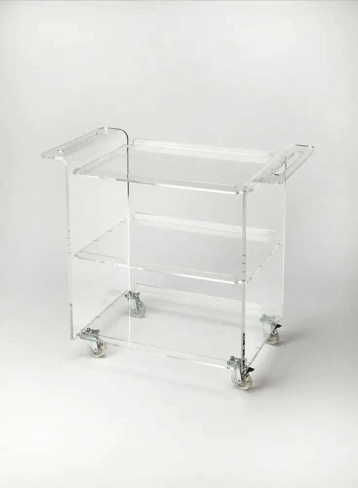 Clear Acrylic Rolling Server Bar Cart - NOBLE HOME INTERIORS