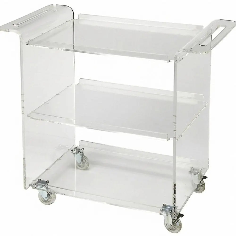 Clear Acrylic Rolling Server Bar Cart - NOBLE HOME INTERIORS