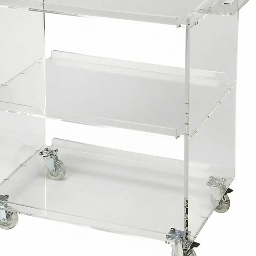 Clear Acrylic Rolling Server Bar Cart - NOBLE HOME INTERIORS