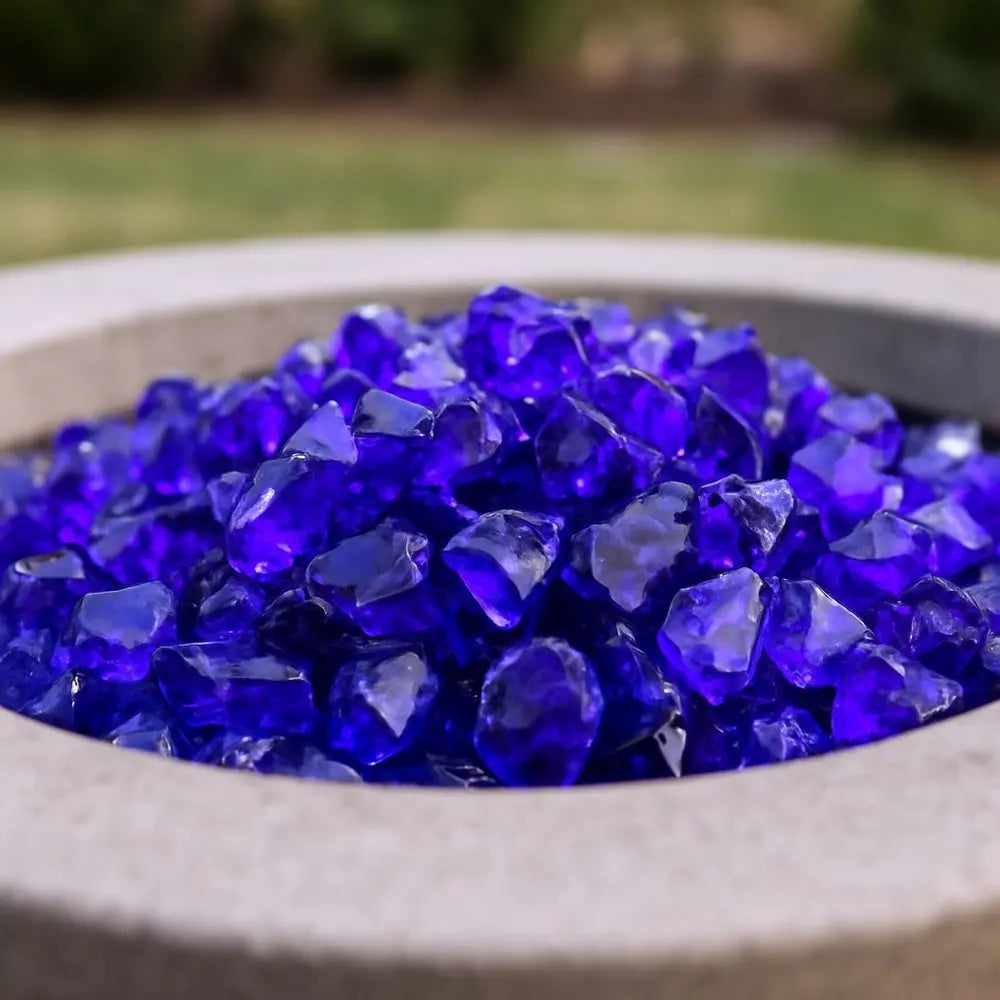 Cobalt Round Reflective Fire Pit Glass - NOBLE HOME INTERIORS