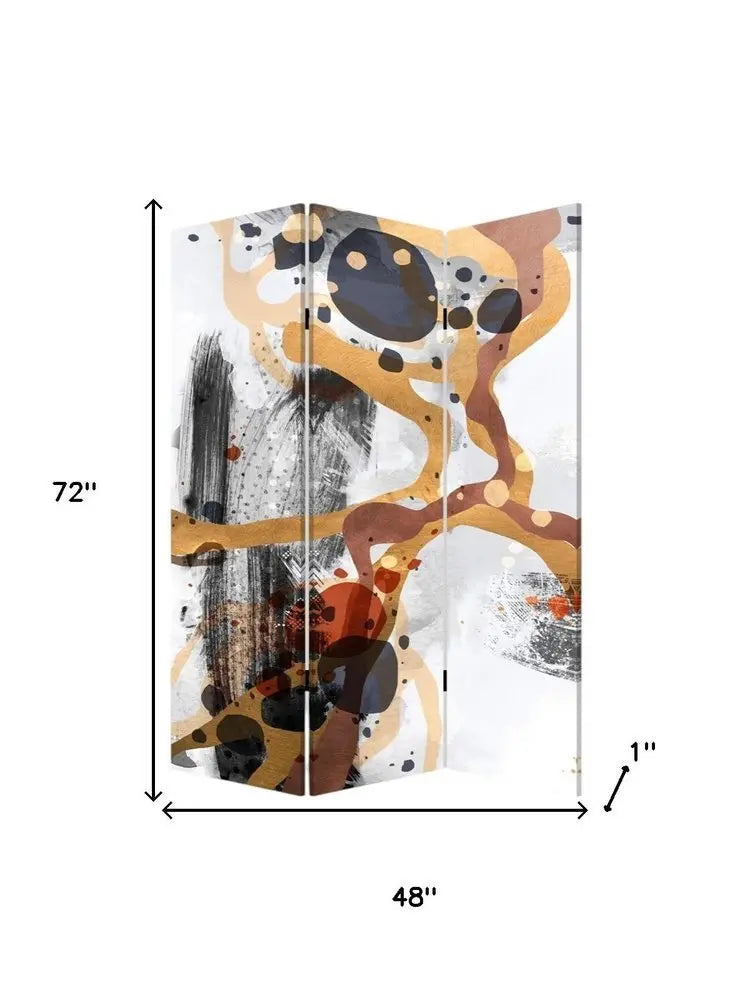 Contemporary Abstract Art Three Panel Room Divider Screen - NOBLE HOME INTERIORS