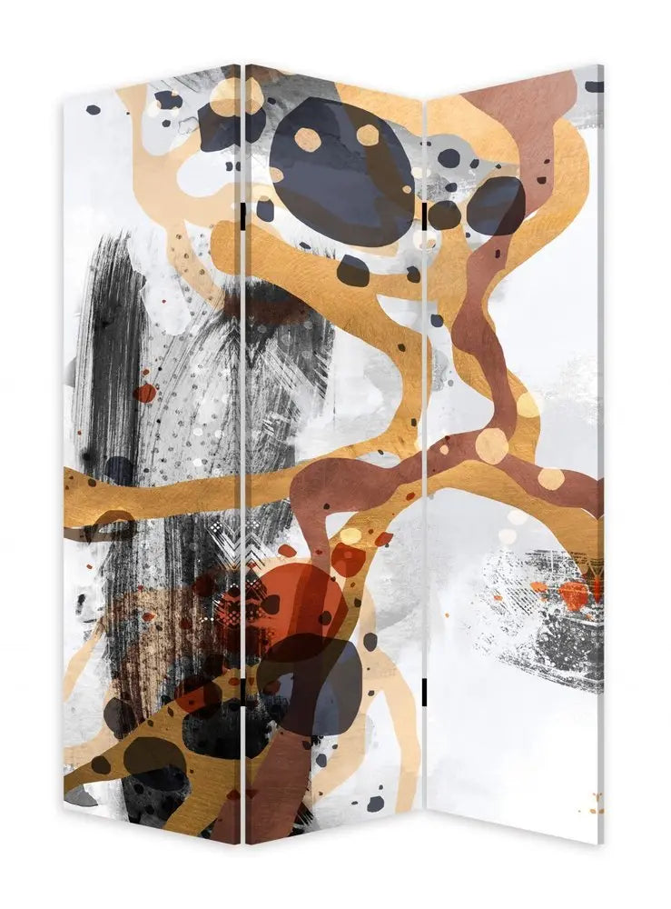 Contemporary Abstract Art Three Panel Room Divider Screen - NOBLE HOME INTERIORS