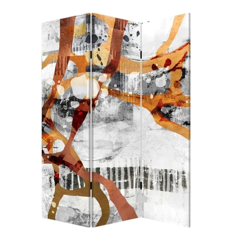 Contemporary Abstract Art Three Panel Room Divider Screen - NOBLE HOME INTERIORS