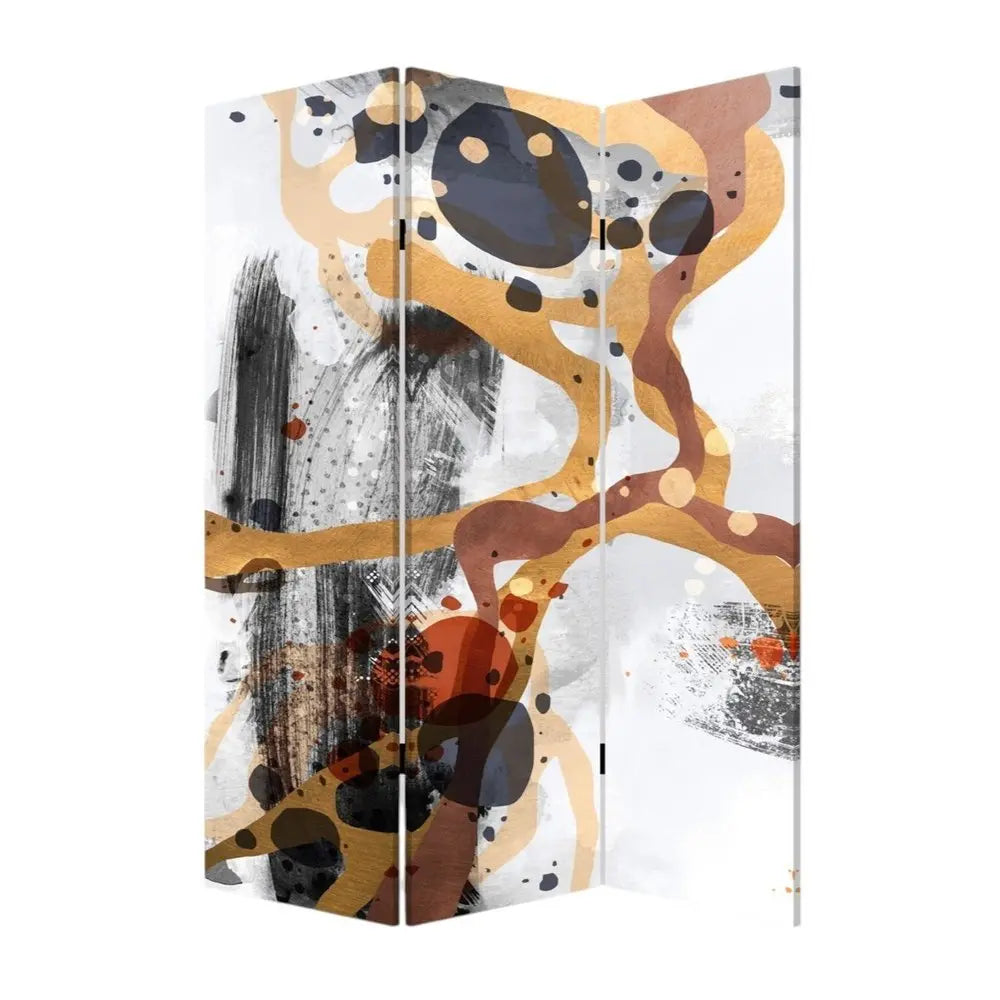 Contemporary Abstract Art Three Panel Room Divider Screen - NOBLE HOME INTERIORS