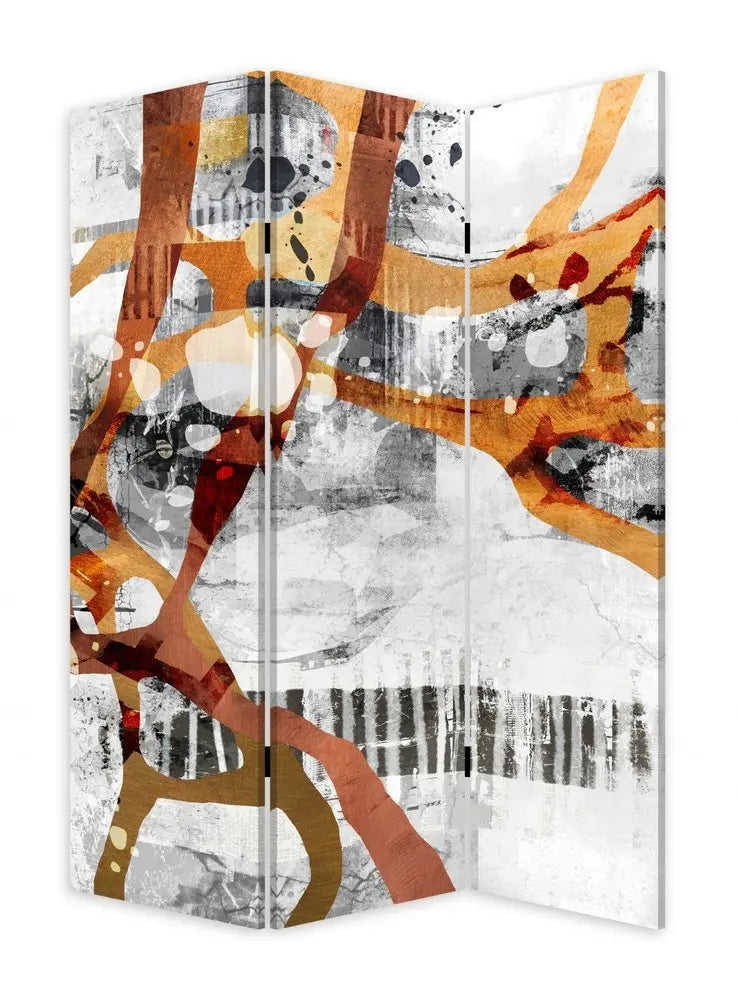 Contemporary Abstract Art Three Panel Room Divider Screen - NOBLE HOME INTERIORS