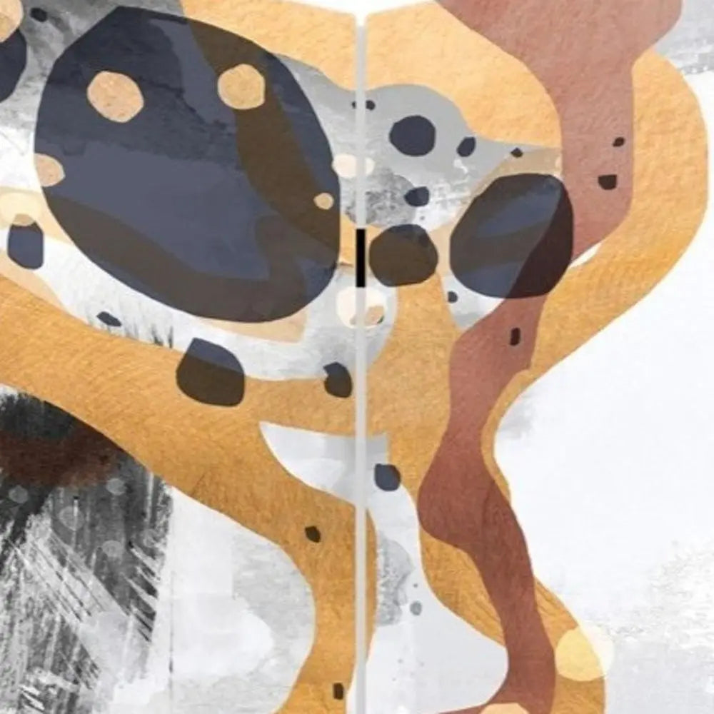 Contemporary Abstract Art Three Panel Room Divider Screen - NOBLE HOME INTERIORS