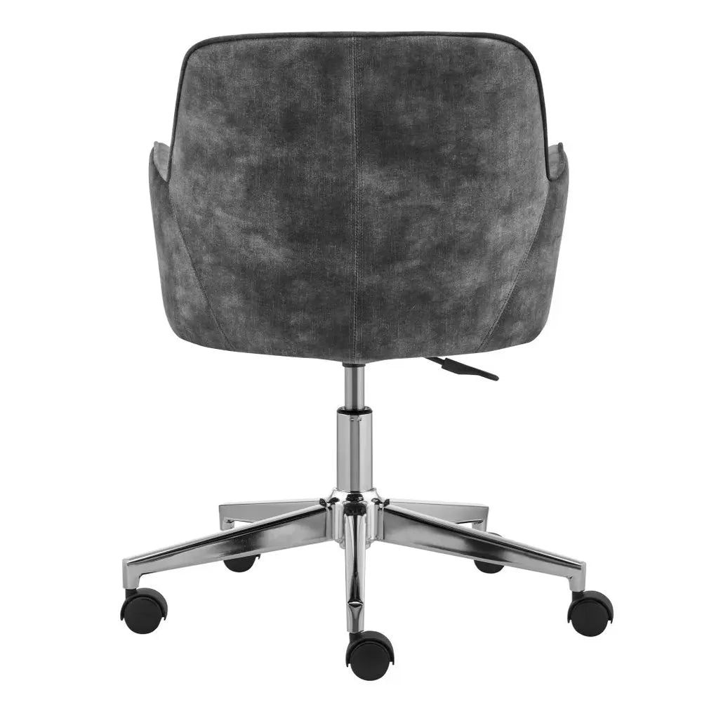 Dark Gray and Silver Velvet and Steel Adjustable Swivel Rolling Conference Office Chair - NOBLE HOME INTERIORS