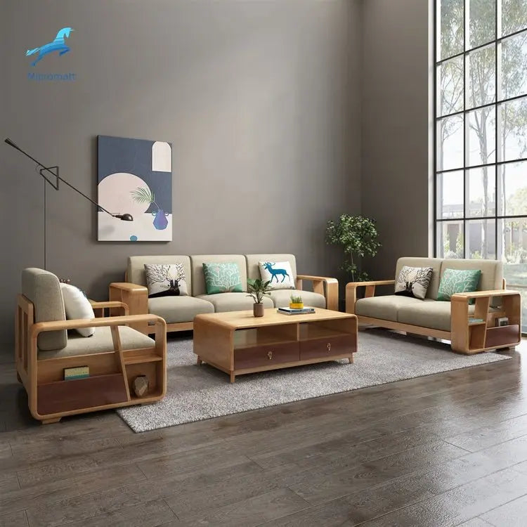 Design Solid Wood Furniture Sitting Room Furniture 3 Seaters Couch Sofa - NOVA - HOME - FURNITURE