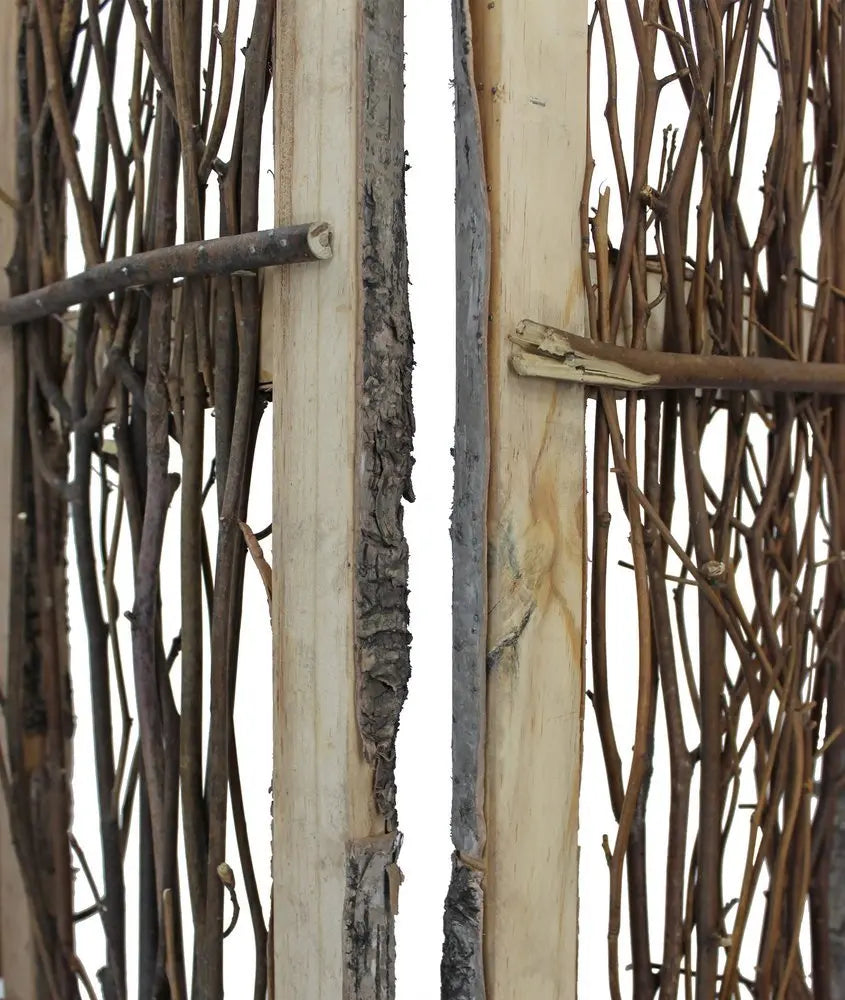 Earthy Birch and Twig Four Panel Room Divider Screen - NOBLE HOME INTERIORS