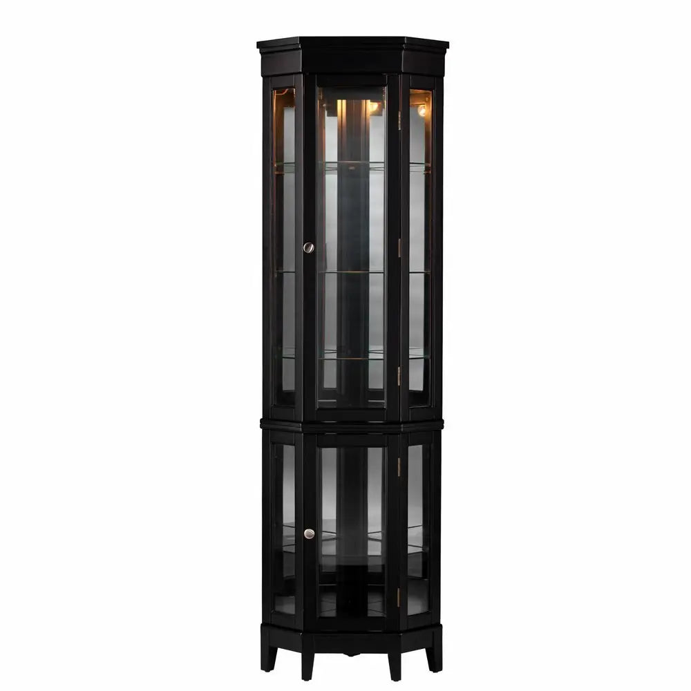 Elegant Black Lighted Curio Cabinet - NOVA HOME FURNITURE