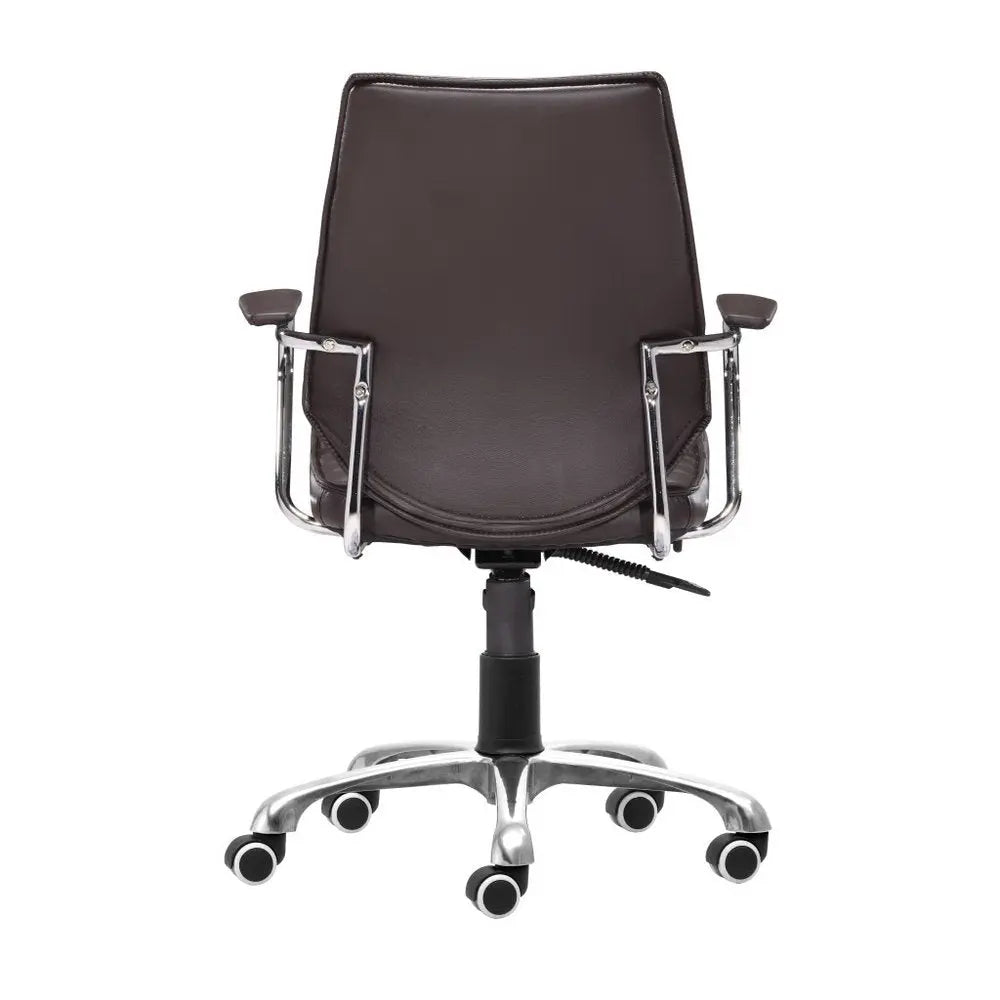 Espresso and Silver Adjustable Height Swivel Rolling Office Chair - NOBLE HOME INTERIORS