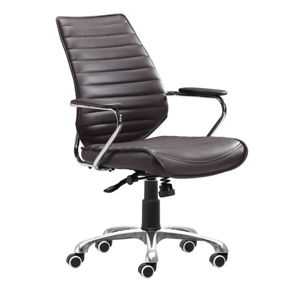 Espresso and Silver Adjustable Height Swivel Rolling Office Chair - NOBLE HOME INTERIORS