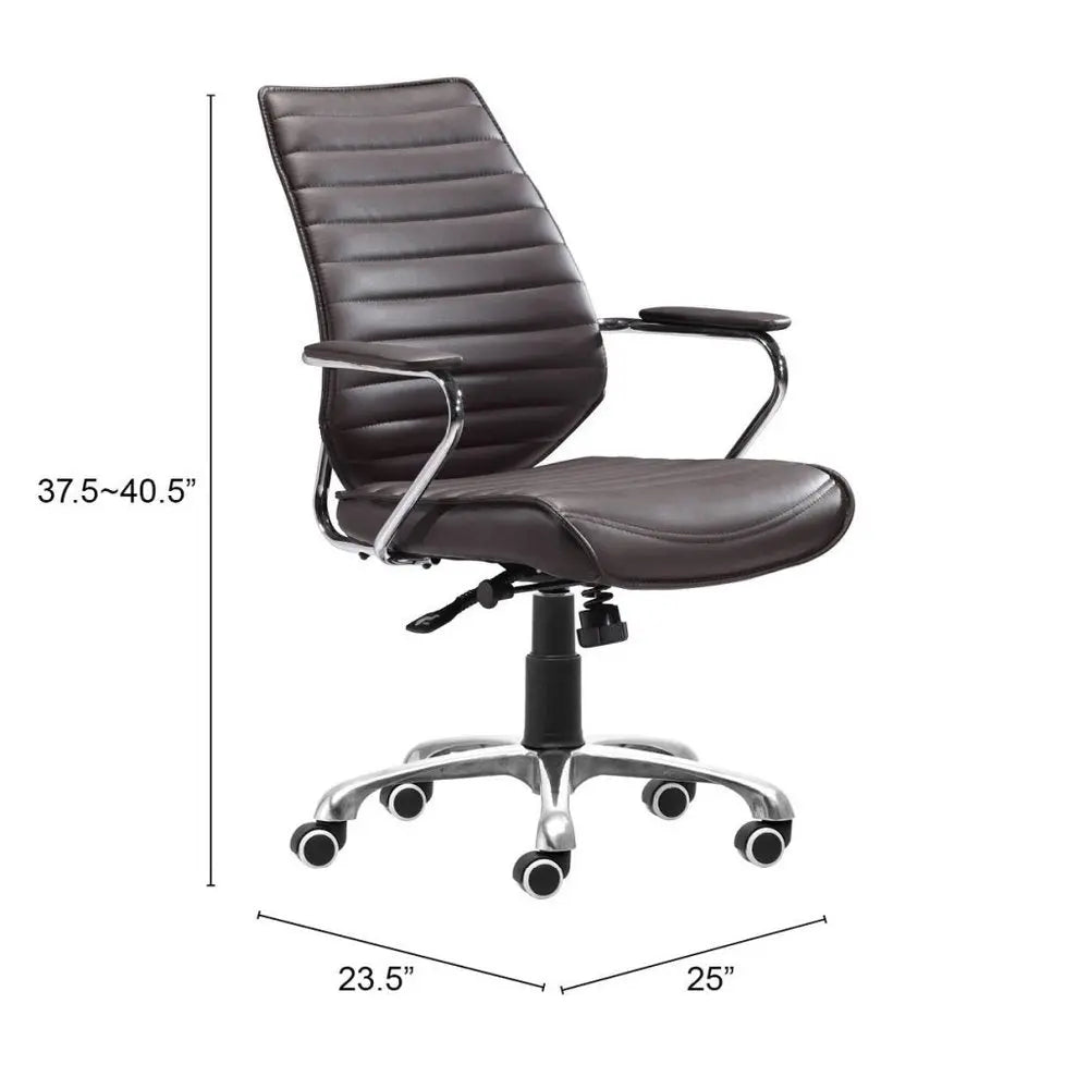 Espresso and Silver Adjustable Height Swivel Rolling Office Chair - NOBLE HOME INTERIORS