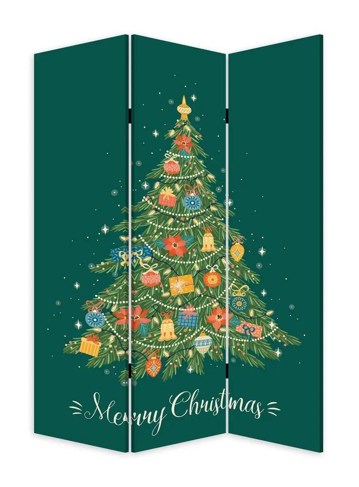 Festive Merry Christmas Three Panel Room Divider Screen - NOBLE HOME INTERIORS