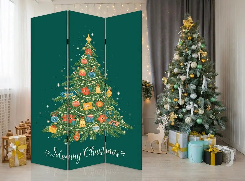Festive Merry Christmas Three Panel Room Divider Screen - NOBLE HOME INTERIORS