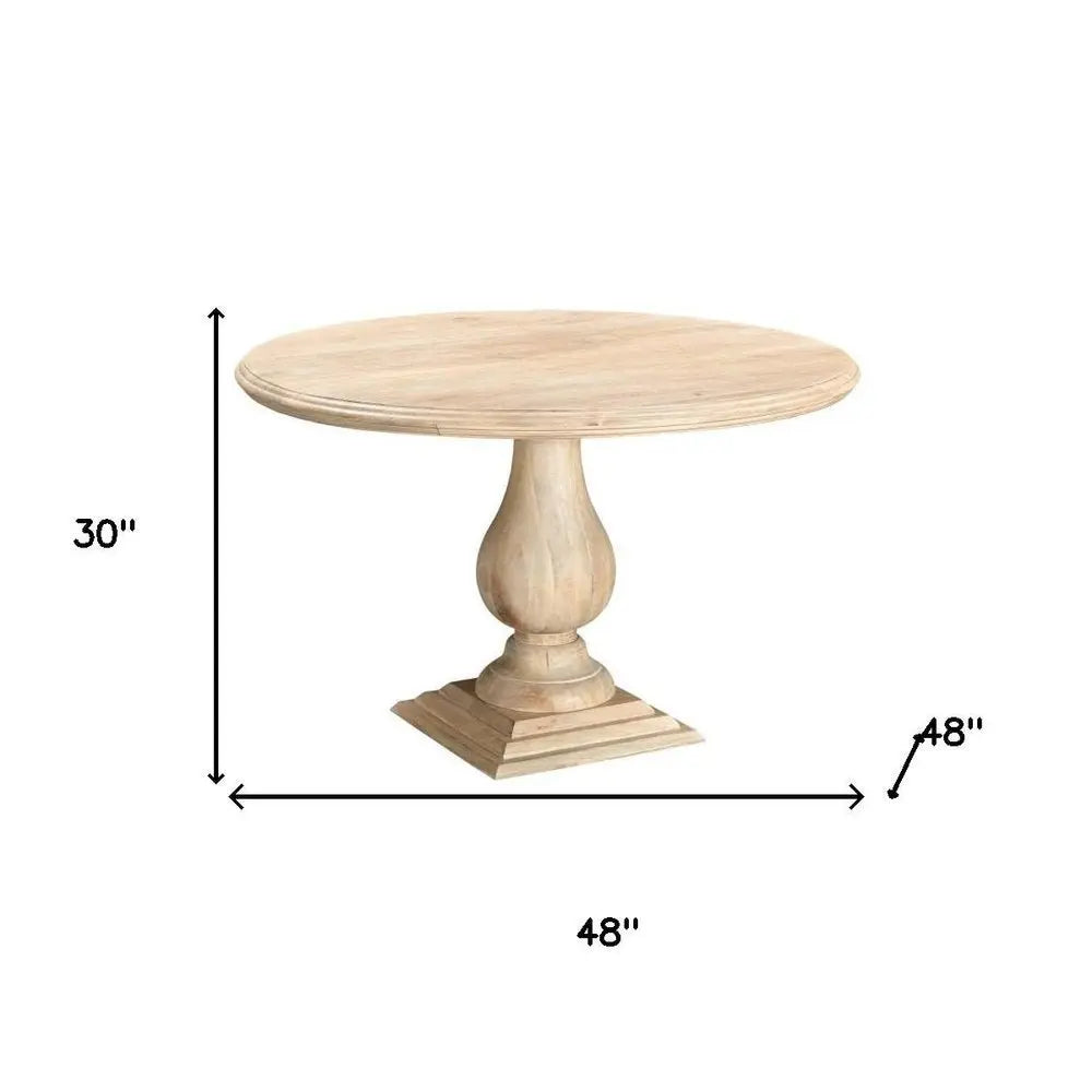 Five Piece Beige Round Solid Wood Dining Set with Four Chairs - NOVA HOME FURNITURE