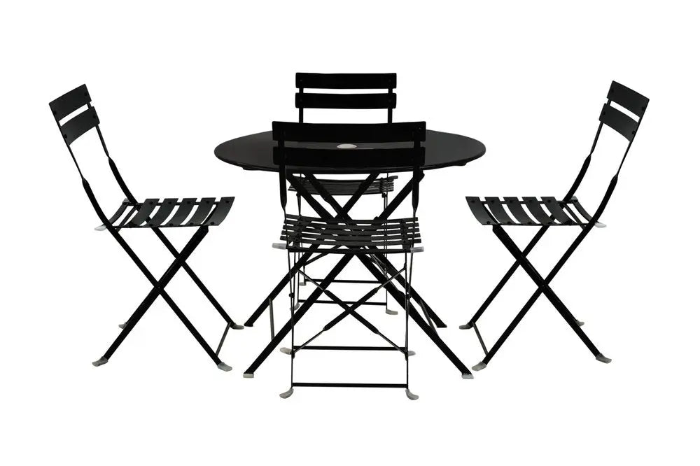 Five Piece Black Round Metal Dining Set with Four Chairs - NOBLE HOME INTERIORS