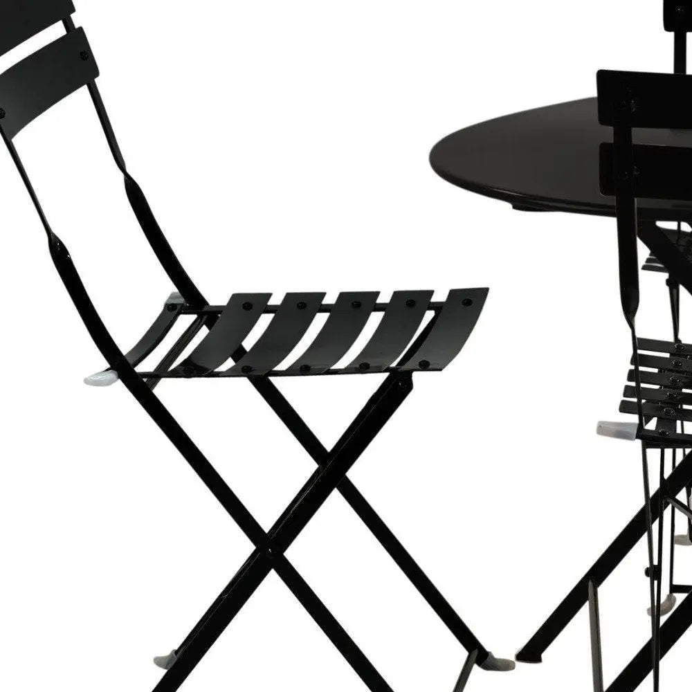 Five Piece Black Round Metal Dining Set with Four Chairs - NOBLE HOME INTERIORS