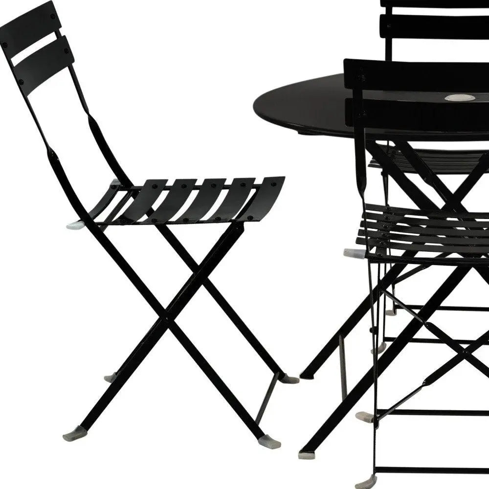 Five Piece Black Round Metal Dining Set with Four Chairs - NOBLE HOME INTERIORS