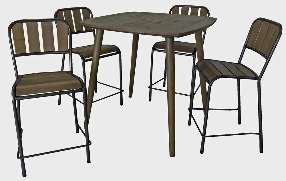 Five Piece Brown and Black Square Solid Wood Dining Set with Four Chairs - NOVA HOME FURNITURE