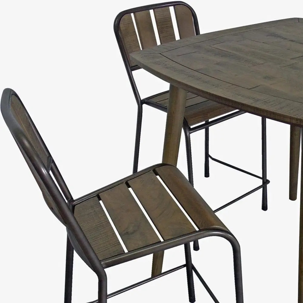 Five Piece Brown and Black Square Solid Wood Dining Set with Four Chairs - NOVA HOME FURNITURE