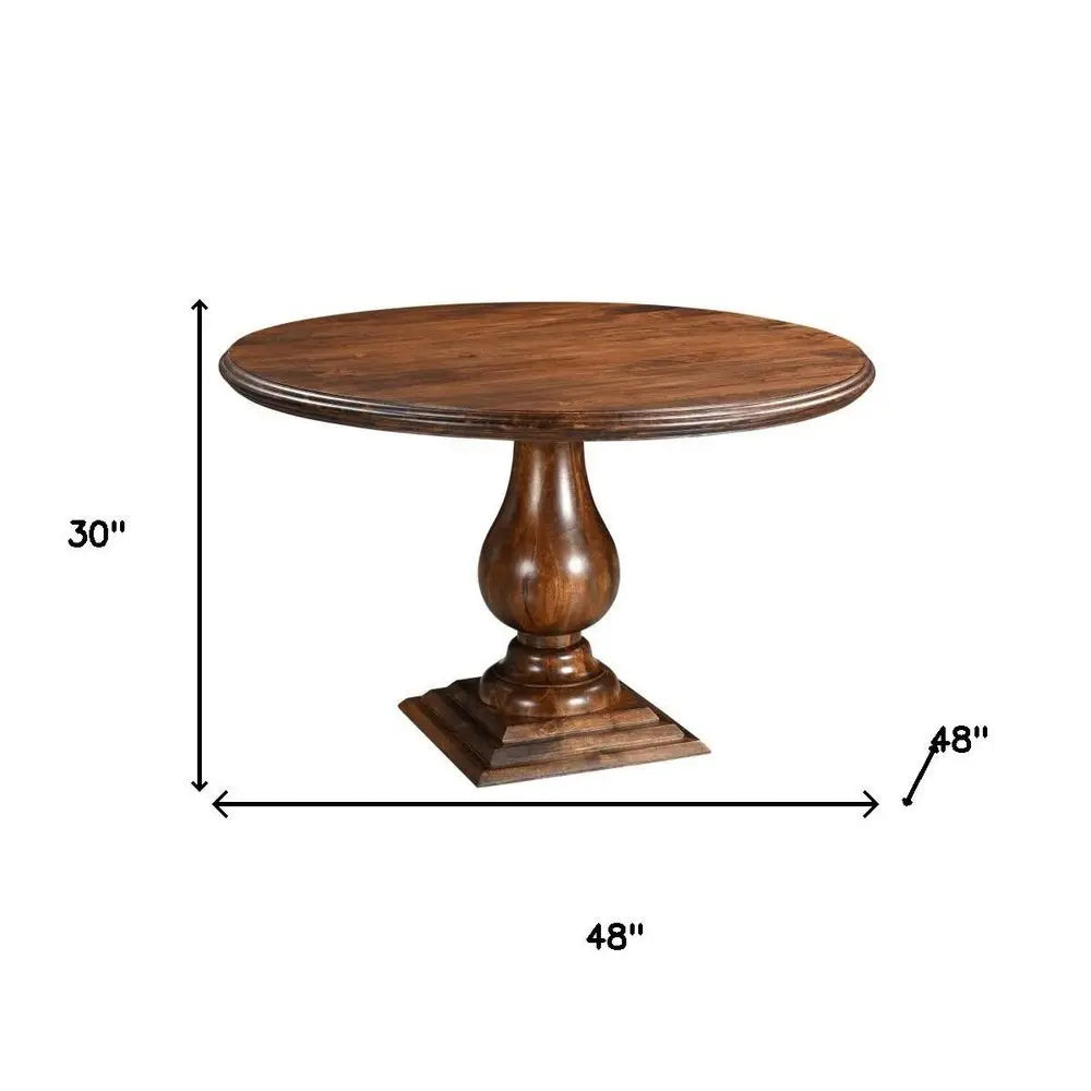 Five Piece Brown Round Solid Wood Dining Set with Four Chairs - NOVA HOME FURNITURE