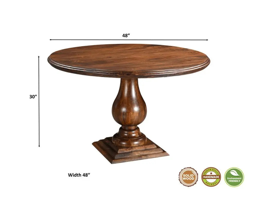 Five Piece Brown Round Solid Wood Dining Set with Four Chairs - NOVA HOME FURNITURE