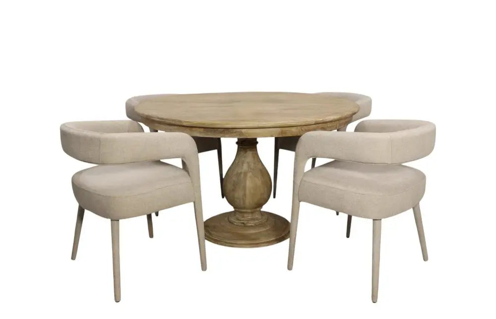 Five Piece Dark Brown Round Solid Wood Dining Set with Four Chairs - NOVA HOME FURNITURE