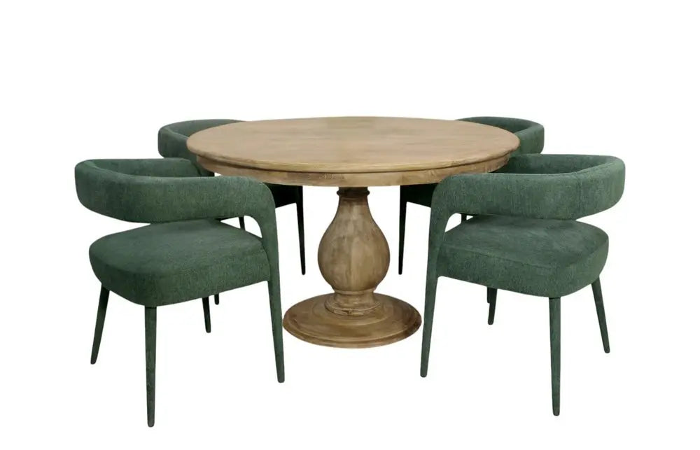 Five Piece Dark Brown Round Solid Wood Dining Set with Four Chairs - NOVA HOME FURNITURE