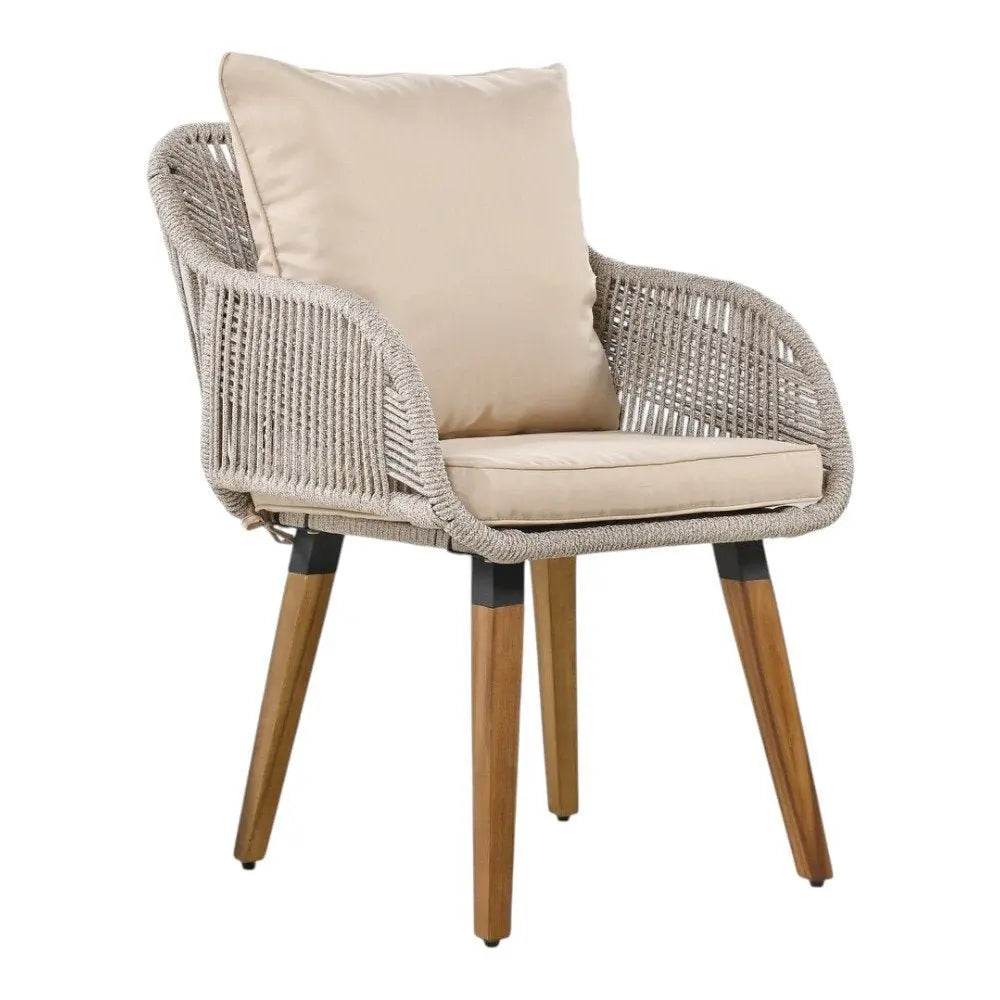 Five Piece Light Gray and Tan Wicker Upholstered Cushions Two Person Seating Group With Table - NOBLE HOME INTERIORS