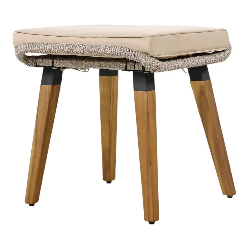 Five Piece Light Gray and Tan Wicker Upholstered Cushions Two Person Seating Group With Table - NOBLE HOME INTERIORS