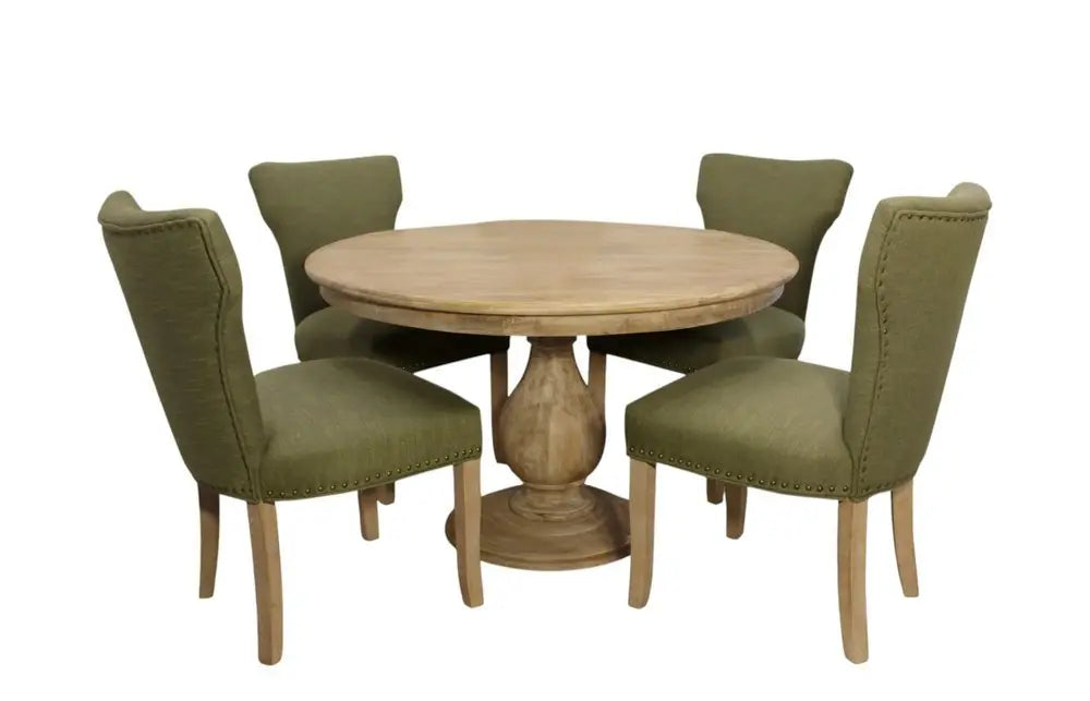 Five Piece Natural Round Solid Wood Dining Set with Four Chairs - NOVA HOME FURNITURE