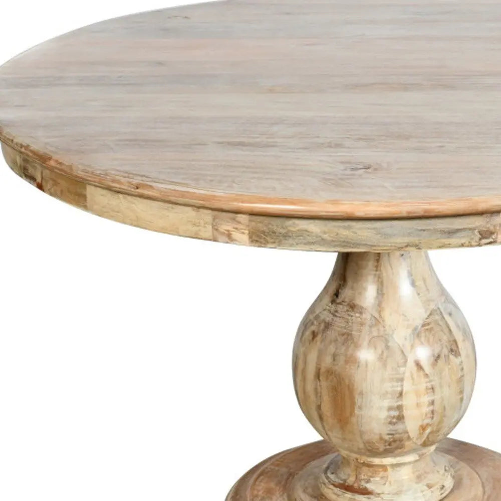 Five Piece Natural Round Solid Wood Dining Set with Four Chairs - NOVA HOME FURNITURE