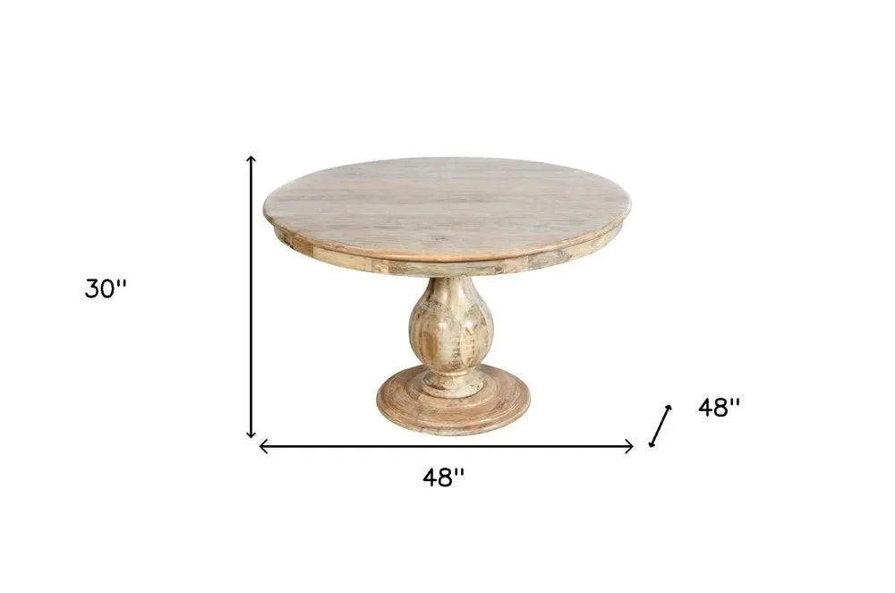 Five Piece Natural Round Solid Wood Dining Set with Four Chairs - NOVA HOME FURNITURE