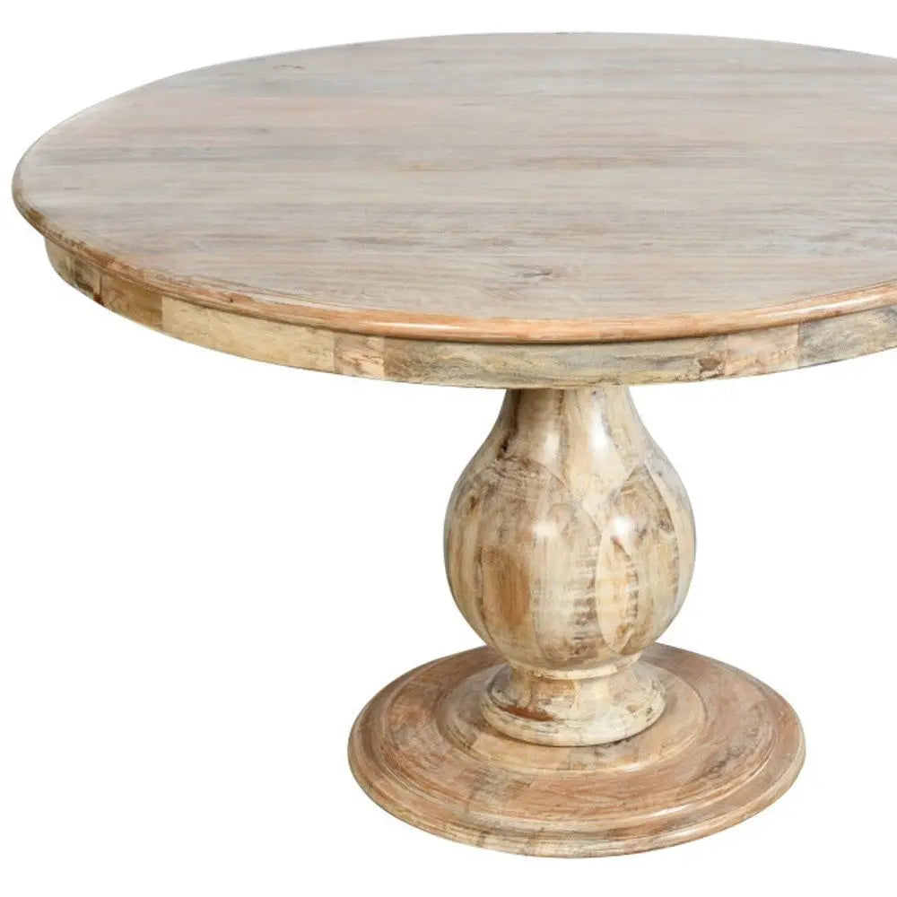 Five Piece Natural Round Solid Wood Dining Set with Four Chairs - NOVA HOME FURNITURE