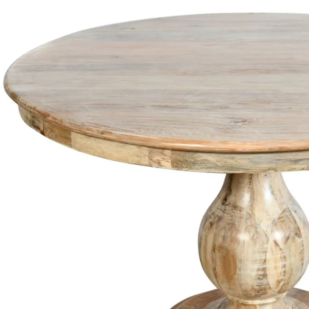 Five Piece Natural Round Solid Wood Dining Set with Four Chairs - NOVA HOME FURNITURE