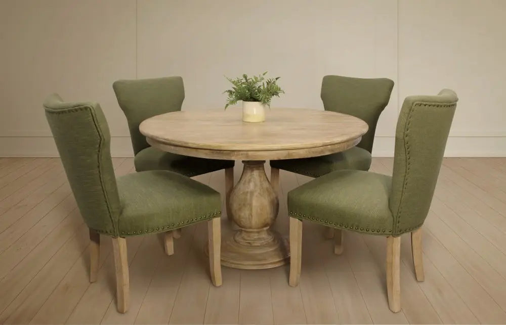 Five Piece Natural Round Solid Wood Dining Set with Four Chairs - NOVA HOME FURNITURE